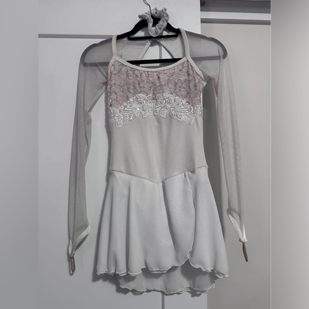 Elegant White figure skating dress